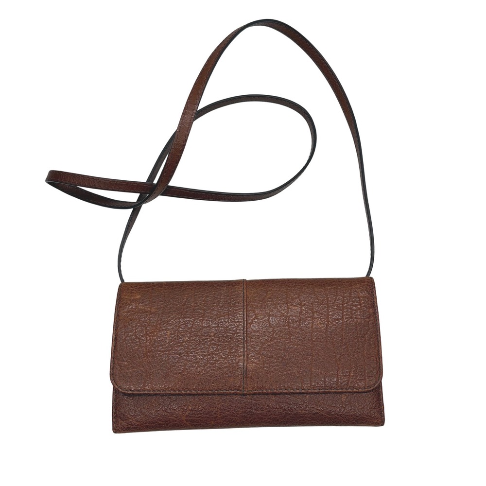 Fossil Brown Leather Crossbody Wallet Clutch Bag Purse